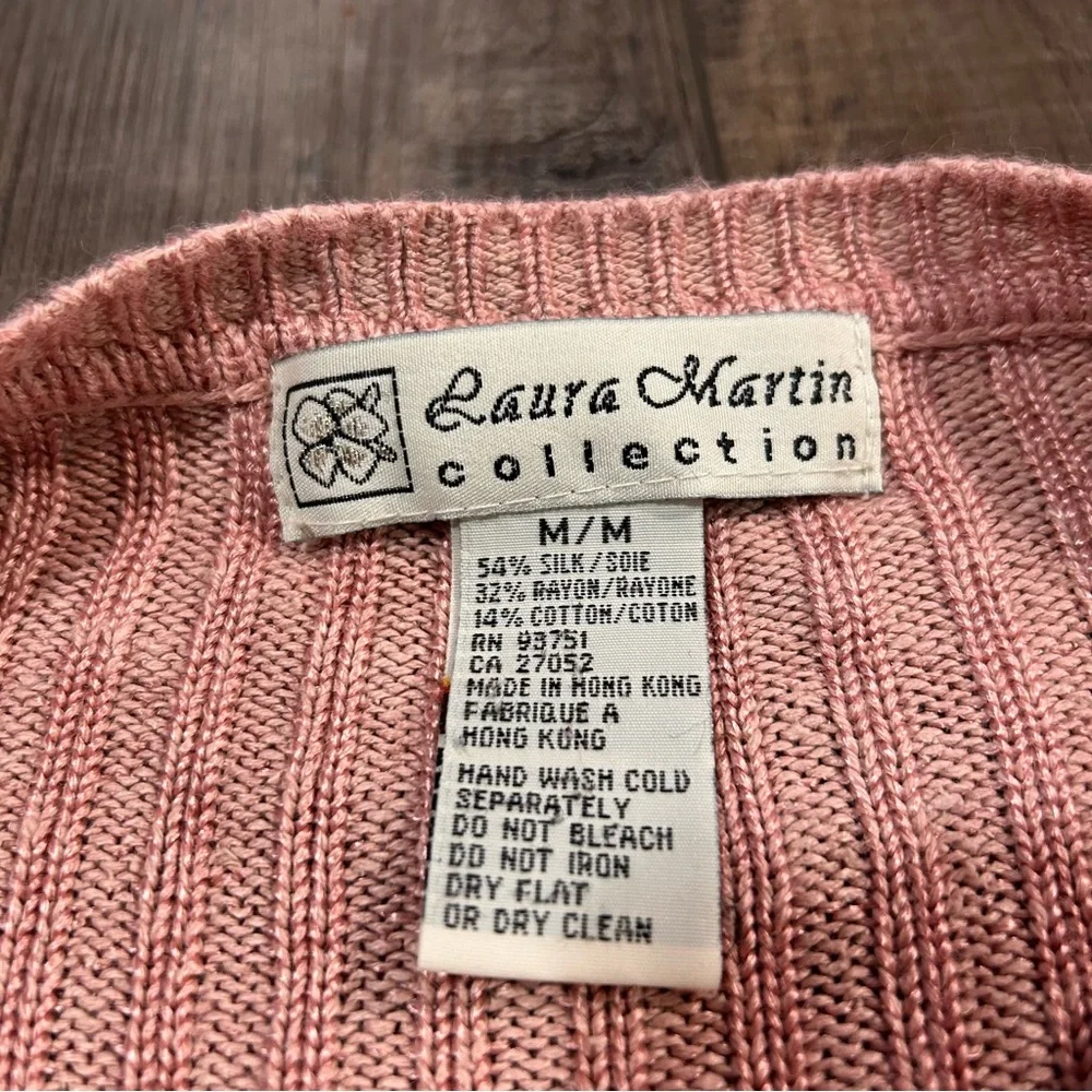 Laura Martin Collection‎ 80s Rose Pink Long Sleeve Sweater M Medium Silk Blend